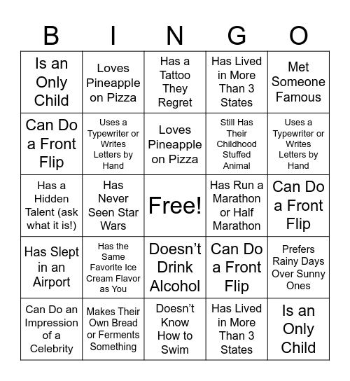 . Bingo Card