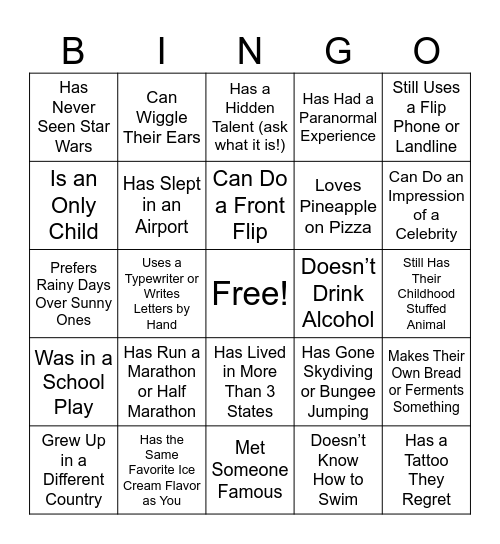 . Bingo Card