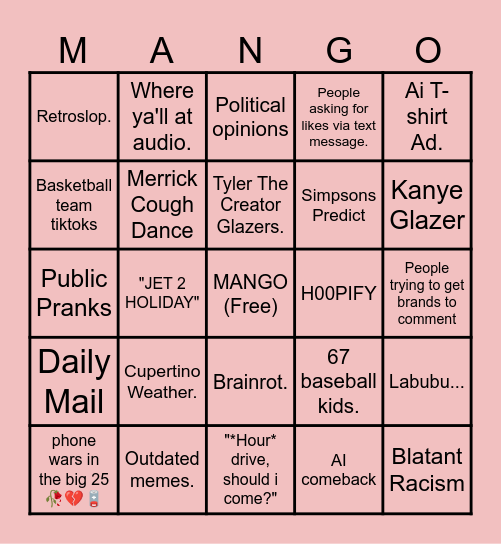 TikTok Bingo Card