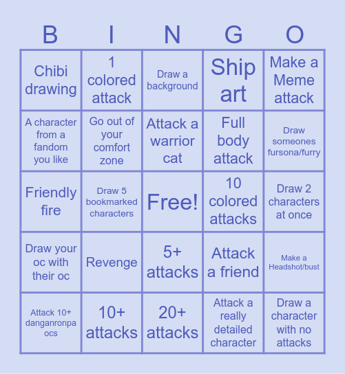 Art fight bingo Card