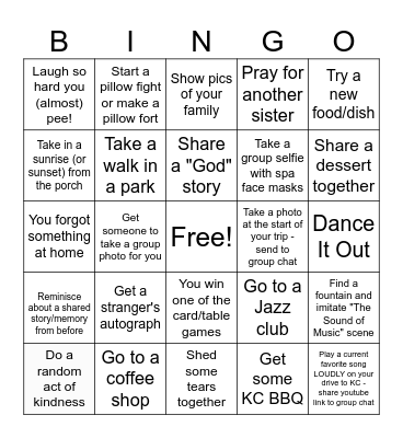 SISTERS' TRIP - KC BINGO Card