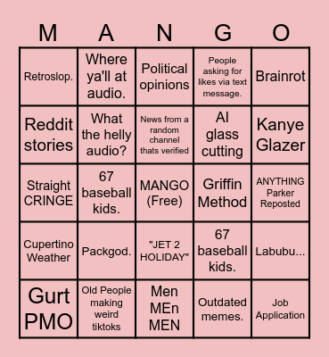 TikTok Bingo Card