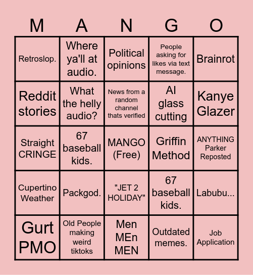 TikTok Bingo Card