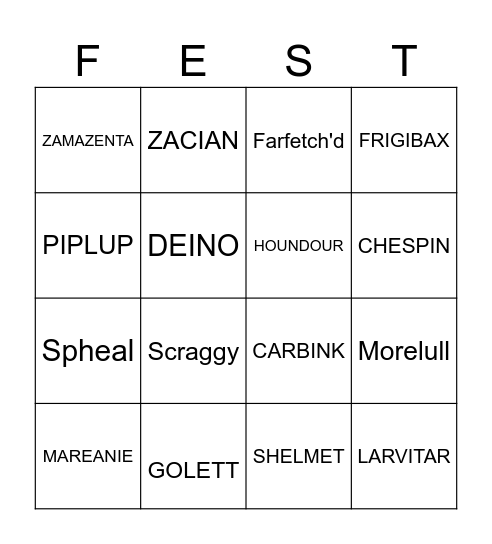 GO FEST 2025 Bingo Card