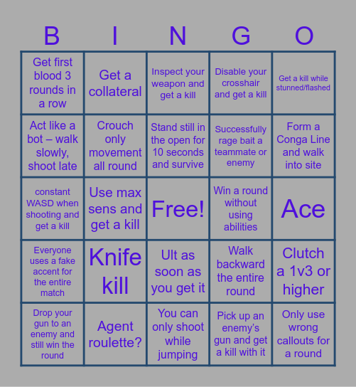 silly valorant moment Bingo Card