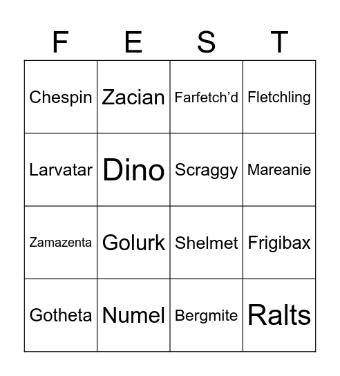 Go Fest Shinys 2025 Bingo Card