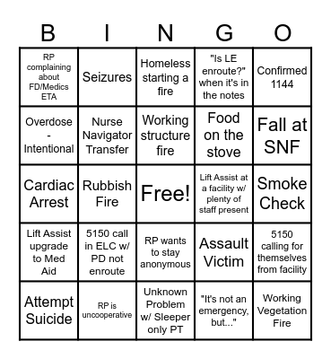 "Just Nightshift Things" - Dispatch Work Weekend Bingo Card