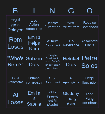 Next Re:Zero Chapter Bingo Card