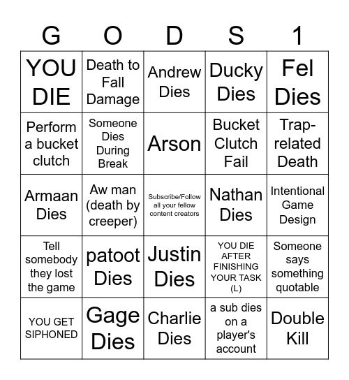 The Siphon Ep.2 Bingo Card