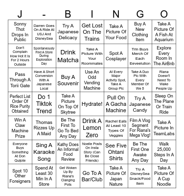 JAPAN TRIP BINGO Card