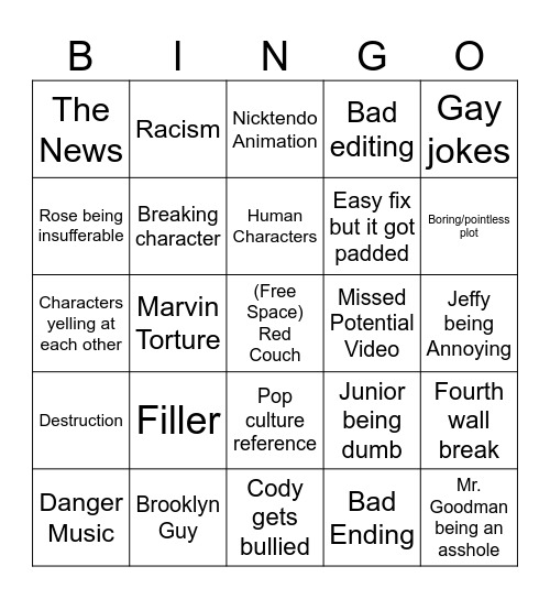 SML Bingo Card