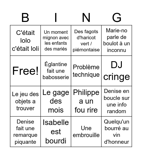 Bohème chic Bingo Card