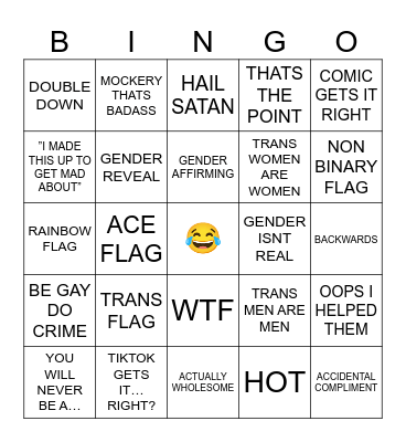 r/accidentalally BINGO! Bingo Card