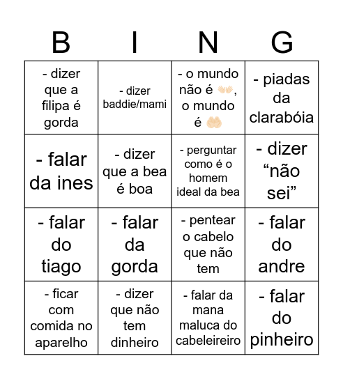 Zé Bingo Card