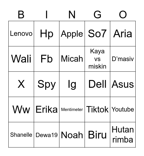 BB (Byan’s Bingo) Bingo Card