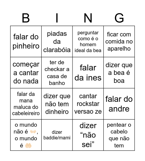 Zé Bingo Card