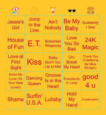 Summer Bingo! Bingo Card