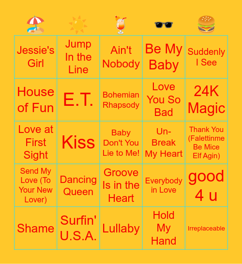 Summer Bingo! Bingo Card