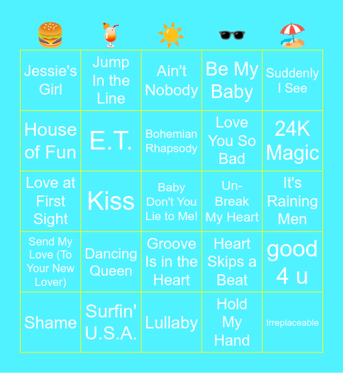 Summer Bingo! Bingo Card