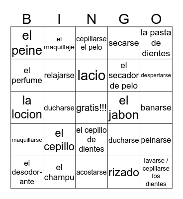 Unidad 3 Etapa 1 Vocabulario Bingo Card