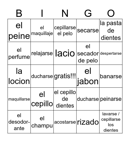 Unidad 3 Etapa 1 Vocabulario Bingo Card