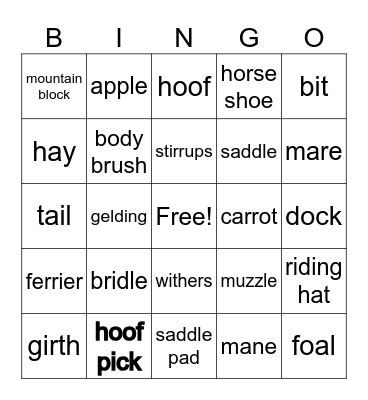 pony club bingo Card