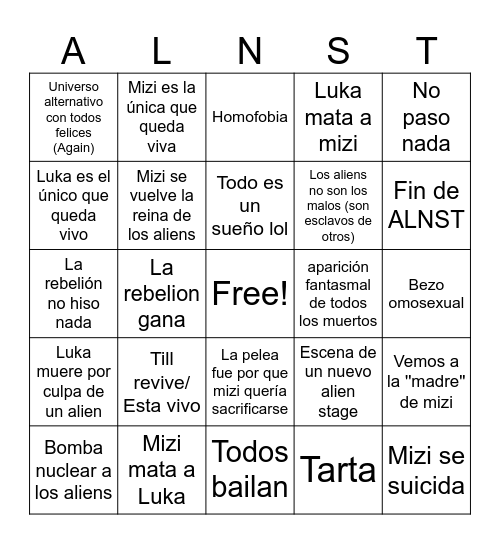 ALNST BINGO Card