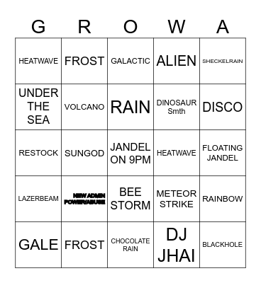 JANDELS ADMIN ABUSE Bingo Card