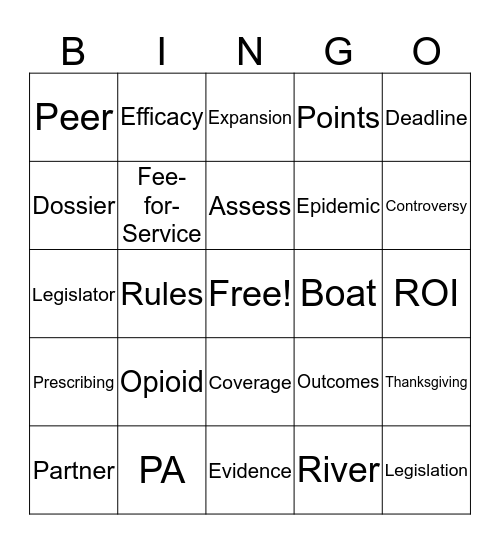 MED Bingo Card