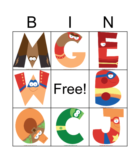 A-Z Bingo Card