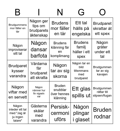 Maja & Martin Bingo Card