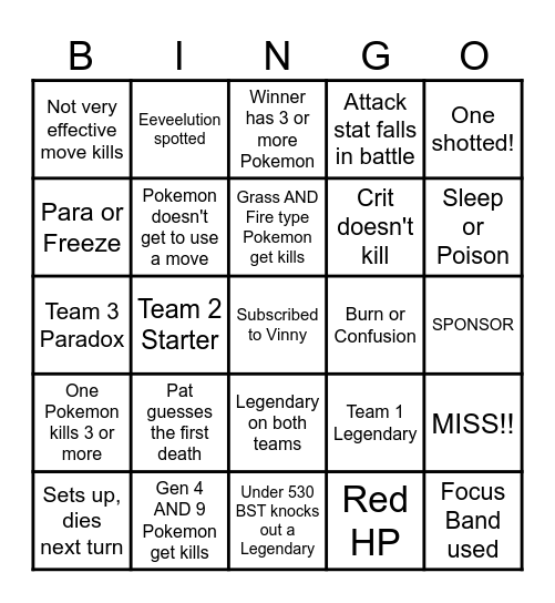 Then we fight bingo Vinny Take Them All Bingo Card