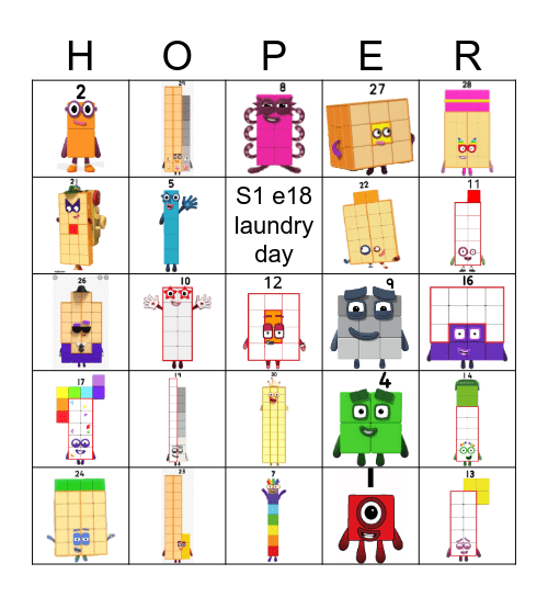 Number blocks Bingo Card