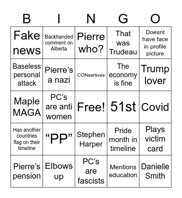 Liberal bingo Card