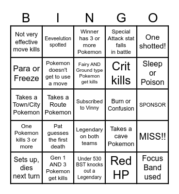 Then we fight bingo Vinny Location Bingo Card