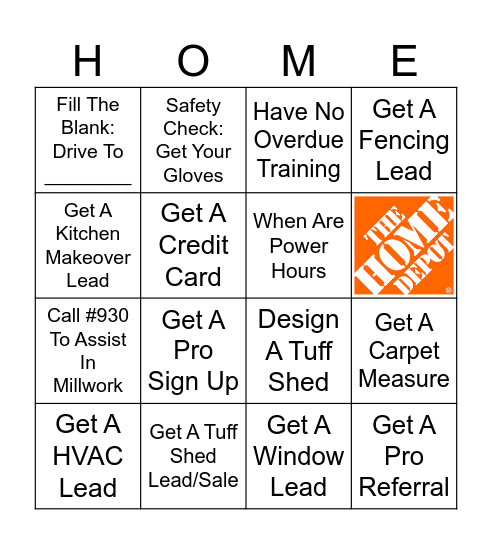 Associate Home Show Bingo Card