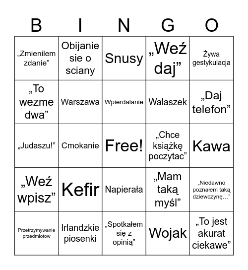 Knur bingo Card