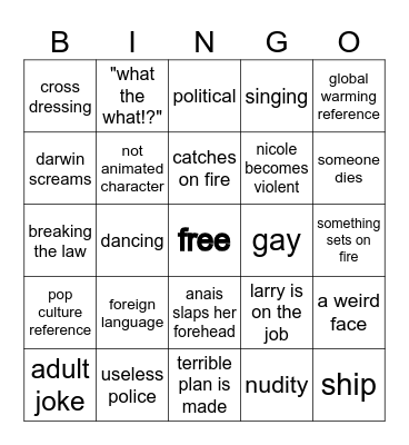 Amazing World of Gumball Bingo Card