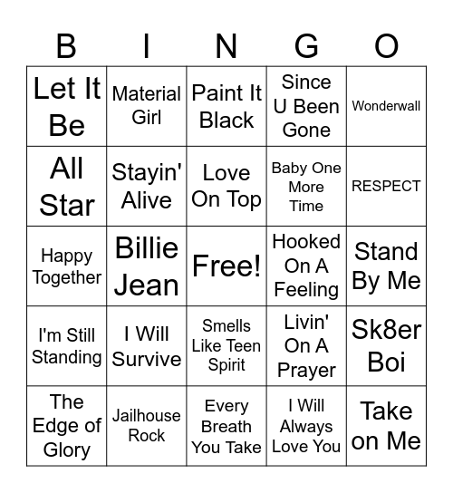 Music Bingo Card