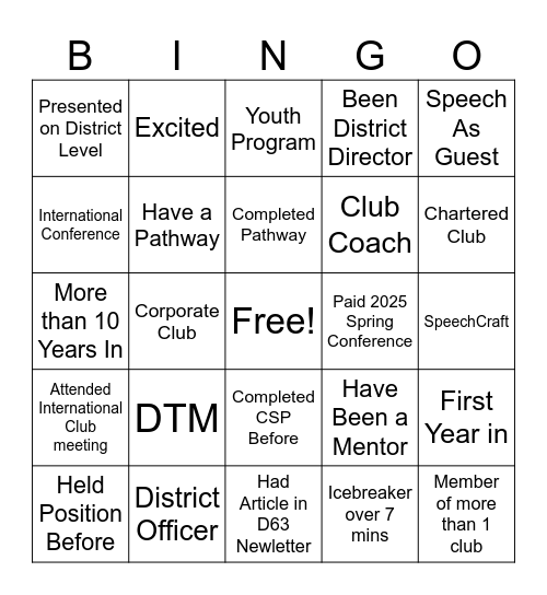 2025 Summer TLI Bingo Card