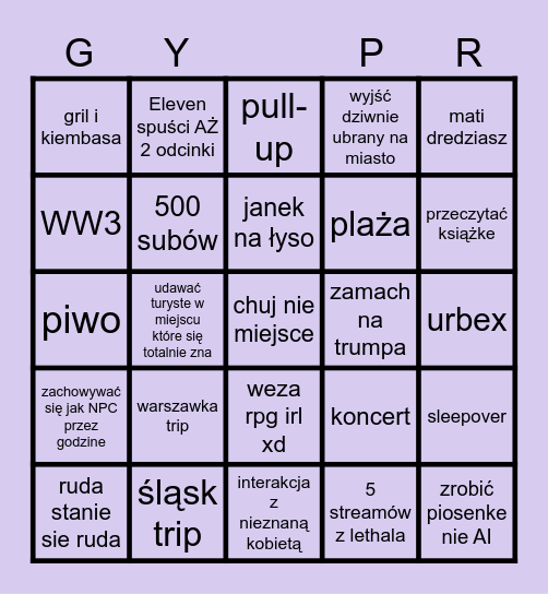 SUPER ZAJ3BISTE BINGO LATO 2025 Bingo Card