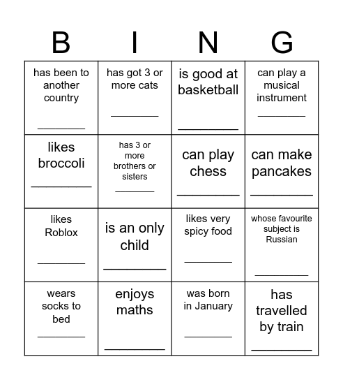 Find someone who... Bingo Card
