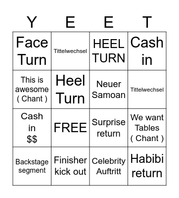 NIGHT OF CHAMPIONS Bingo Card