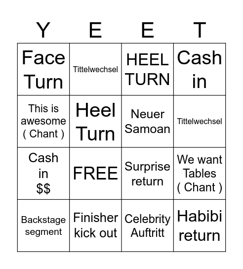 NIGHT OF CHAMPIONS Bingo Card