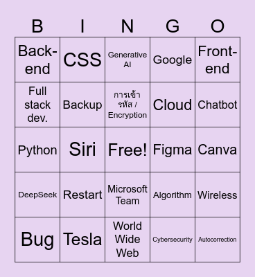 Online Tech Bingo Card