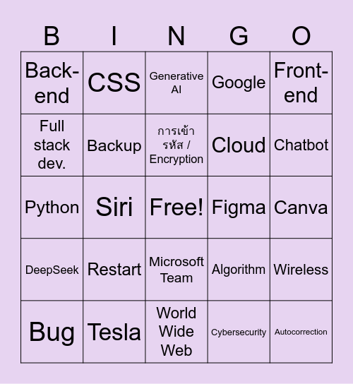 Online Tech Bingo Card