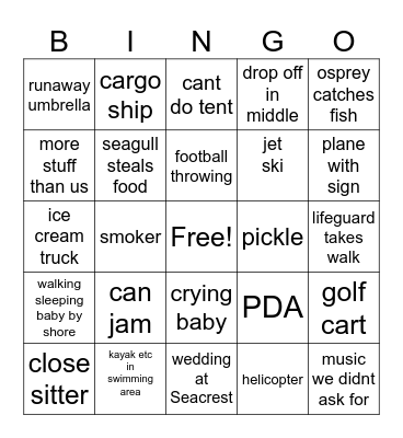 BEACH Bingo Card