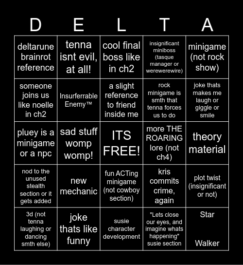 DELTARUNE CHAPTER 3 BINGO Card