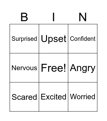 EMOTIONS BINGO Card