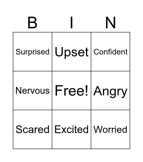 EMOTIONS BINGO Card